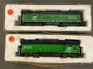 Set of 2 Atlas HO Gauge Burlington Northern Locomotives 6054 and 2071