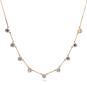 lot 4 image: 9 Carat Diamond Drop Station Necklace in 14k Yellow Gold $16,000 Retail