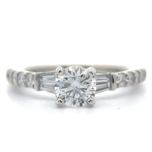 lot 11 image: NEW 1.32 Carat Diamond Round & Baguette Ring in Platinum Retail $2,995 VIDEO