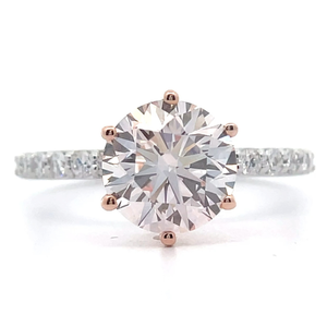 lot 12 image: NEW 2.80 Carat Round Fancy Pink Diamond & Pav White Diamond Ring in 14k Two-Tone Gold $6,795 Retail VIDEO