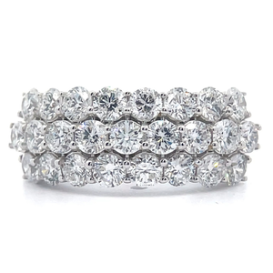 lot 13 image: NEW 2.75 Carat Diamond Three-Row Cluster Anniversary Ring in 14k White Gold Retail $3,395 VIDEO