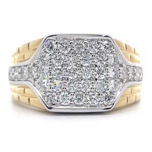 lot 17 image: NEW Gents 1.25 Carat Pav Diamond Textured Ring in Two-Tone Gold $2,999 Retail VIDEO