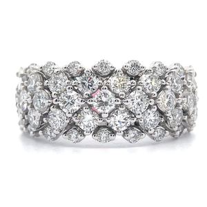 lot 18 image: NEW 2 Carat Diamond Multi-Row Cluster Anniversary Ring in 14k White Gold Retail $2,995 w Report VIDEO