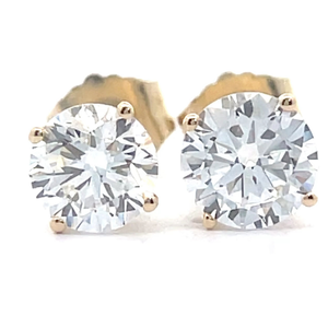 lot 19 image: NEW 1 Carat Diamond Round Brilliant Solitaire Stud Earrings in 14k Yellow Gold VIDEO