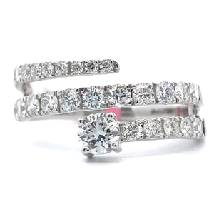lot 20 image: NEW 1.25 Carat Diamond Pav Coiled Spiral Ring in 14k White Gold VIDEO
