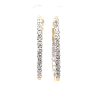 lot 26 image: NEW 1 Carat Diamond Inside-Out Round Hoop Earrings in 14k Yellow Gold $2,200 Retail
