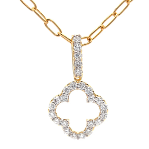 lot 28 image: NEW 1 Carat Pav Diamond Four-Leaf Clover Halo Pendant Necklace