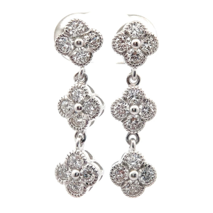 lot 30 image: NEW 1.78 Carat Diamond Four-Petal Flower Linear Dangle Earrings