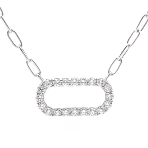 lot 34 image: NEW 1.25 Carat Pav Diamond Paperclip Pendant Necklace