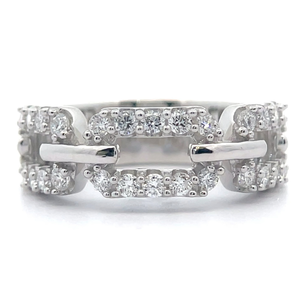 lot 37 image: NEW Chic 1.03 Carat Pav Diamond Chain Link Ring VIDEO