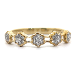 lot 42B image: 0.16 Carat Natural Diamond Cluster Flower Stacking Ring in Yellow Gold