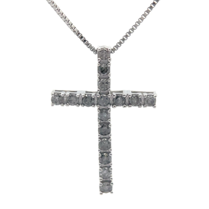 lot 42C image: 0.50 Carat PavDiamond Cross Pendant Necklace