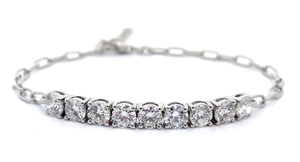 lot 44 image: 3.15 Carat Diamond Tennis Paperclip Chain Bracelet VIDEO