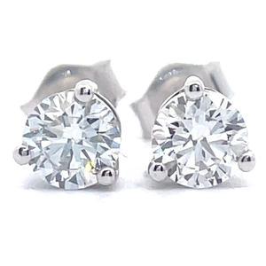 lot 47 image: NEW 0.66 Carat Round Diamond Solitaire Stud Earrings in 14k White Gold VIDEO
