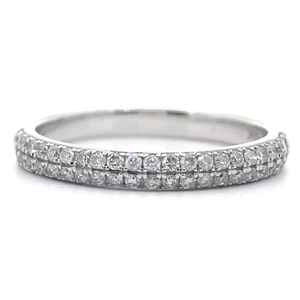 lot 48 image: NEW 0.30 Carat Pav Diamond Double Row Half Eternity Ring in White Gold