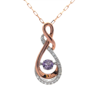 lot 51 image: Amethyst & PavDiamond Heartbeat in Motion Infinity Love Knot Pendant in Two-Tone