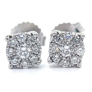 lot 56 image: NEW 0.50 Carat Diamond Round Cluster Stud Earrings VIDEO