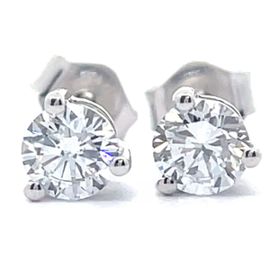 lot 58 image: NEW 0.50 Carat Diamond Round Brilliant Cut Solitaire Stud Earrings in 14k White Gold VIDEO