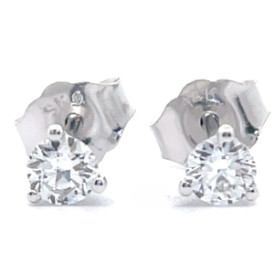 lot 60 image: NEW 0.25 Carat Diamond Round Brilliant Cut Solitaire Stud Earrings in 14k White Gold VIDEO