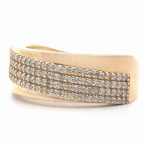 lot 69 image: 0.50 Carat PavDiamond Four-Row Geometric Ring in Yellow Gold VIDEO