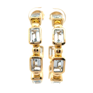 lot 70 image: NEW Super-Chic White Topaz Bezel Open C-Hoop Earrings