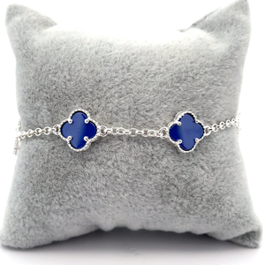 lot 72 image: Purple Enamel Four-Leaf Clover Station Bracelet
