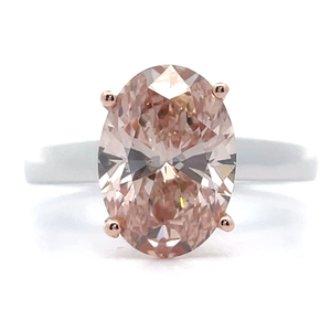 lot 2 image: NEW Rare, 4.00 Carat Fancy Pink Oval Solitaire Ring in 14k Two-Tone Gold $8,100 Retail VIDEO