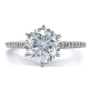 lot 7B image: 2.21 Carat Round Diamond PavRing in 18k White Gold w IGI Report $5,950 Retail VIDEO
