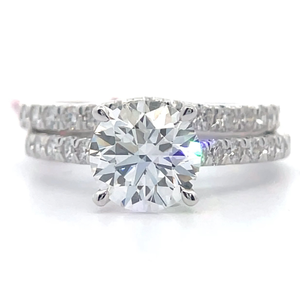 lot 10 image: NEW 2.38 Carat Diamond Two-Piece Engagement & Wedding Ring Bridal Set in 14k White Gold Retail $4,995 VIDEO