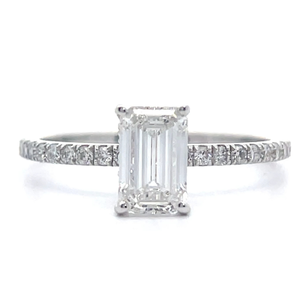 lot 19B image: 1.33 Carat Emerald Cut Diamond Hidden Halo Ring in 14k White Gold $2,500 Retail VIDEO
