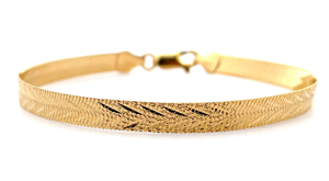 lot 72B image: Diamond-Cut Herringbone Chain Bracelet in 14k Yellow Gold