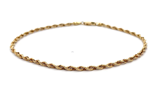 lot 76B image: Brightly Polished Twisted Rope Anklet or Bracelet in 14k Yellow Gold