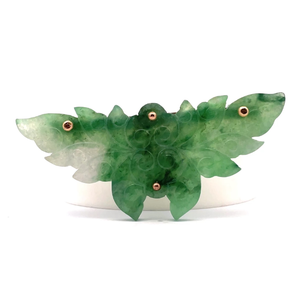 lot 77B image: Hand-Carved Green Jade Butterfly Pendant in 14k Yellow Gold