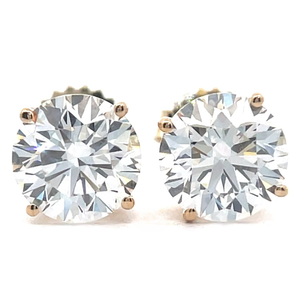 lot 4D image: 4.00 Carat Diamond Stud Earrings in 14K Yellow Gold $4,800 Retail VIDEO