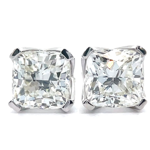 lot 7C image: 5.00 Carat Cushion Cut Diamond Stud Earrings in White Gold w EGL Report $8,225 Retail VIDEO