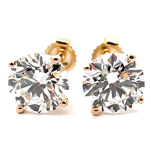 lot 17D image: 3.00 Carat Diamond Stud Earrings in 14k Yellow Gold w EGL Report $3,550 Retail VIDEO