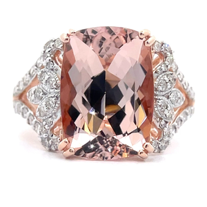 lot 19C image: 5.57 Carat Natural Morganite & Natural Diamond Ring in 14K Gold $11,520 Appraisal Included VIDEO
