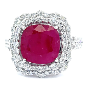 lot 8E image: Rare 5.97 Carat Natural Burma Ruby & Natural Diamond Ring in Platinum $23,540 Appraisal Included VIDEO