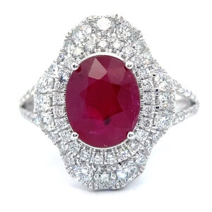 lot 18A image: 3.18 Carat Natural Ruby & Natural Diamond Platinum Ring $19,975 Appraisal Included VIDEO