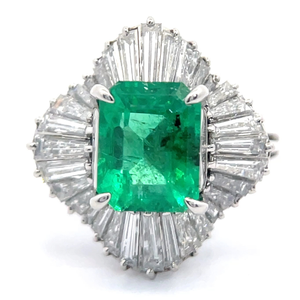 lot 19A image: 4.30 Carat Natural Colombian Emerald & Natural Diamond Ring in Platinum $29,243 Appraisal Included VIDEO