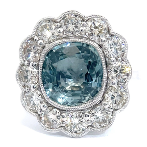 lot 8D image: Extremely Rare 5.71 Carat Oscar Friedmann Natural No Heat Burma Sapphire & Natural Diamond Designer Ring in Platinum $41,183 Appraisal Included VIDEO