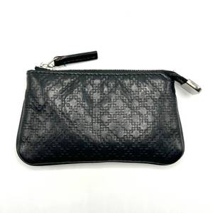 lot 43C image: Gucci Black x Silver Diamante Leather Coin Case Pre-Owned Retail $450