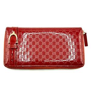 lot 43E image: Gucci Red Micro Guccisima Round Zipper Long Wallet Pre-Owned Retail $750
