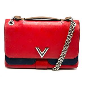lot 4F image: Louis Vuitton Red x Navy Monogram Very Chain Shoulder Bag Pre-Owned Retail $2,400