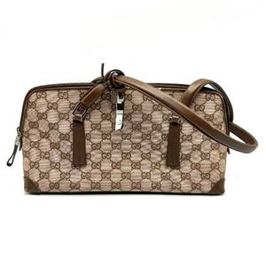 lot 31D image: Gucci Brown GG Canvas x Leather Shoulder Bag Pre-Owned Retail $850
