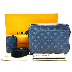 lot 4E image: Louis Vuitton Blue Shadow Monogram Duo Messenger with Box - Only Worn Twice  $2,300 Pre-Owned Retail