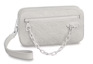 lot 4G image: Louis Vuitton x Off-White Designer Virgil Abloh White Monogram Taurillon Pochette Volga Pre-Owned Retail $2,200