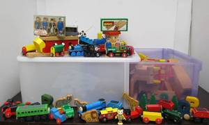 lot 26 image: Large & Great Lot of BRIO Wood Trains & Accessories