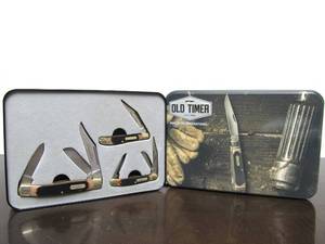 lot 46 image: New SCHRADE OLD TIMER Set of 3 Folding Knives wCase