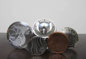lot 56 image: Lot of Very Cool High Grade Metal STAR WARS Coins Spinning Top & Sphere - Made by MetonBoss